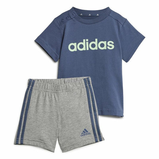 Sports Outfit for Baby Adidas I Lin Co Set Infantil Blue Grey-0