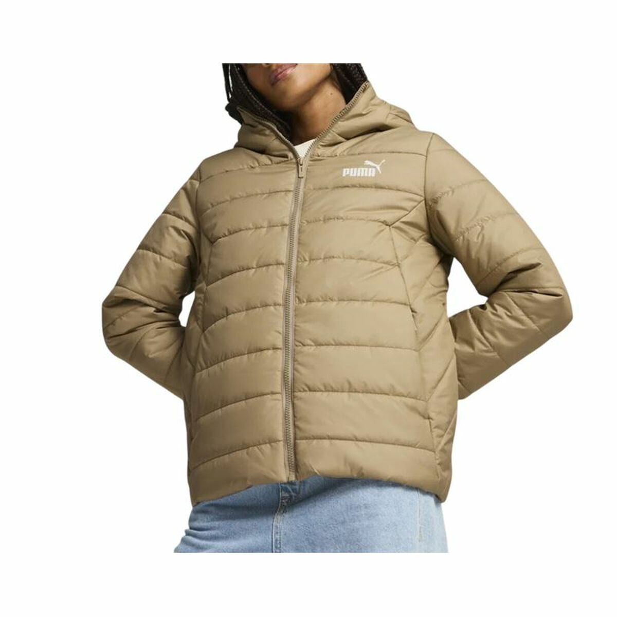 Women's Sports Jacket Puma Ess Hooded Padded Jacket Beige-2