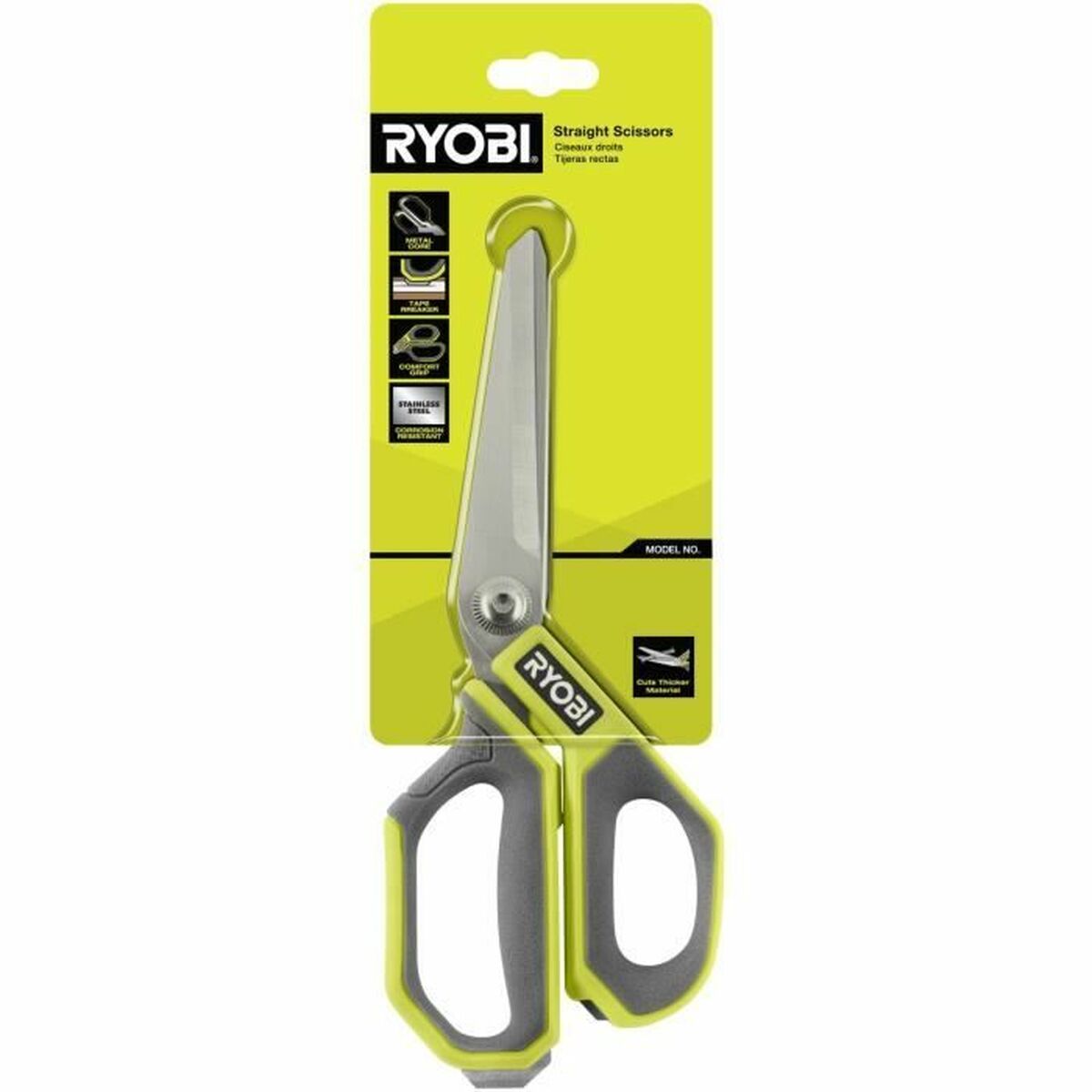 Kitchen Scissors Ryobi Straight Green Metal-1