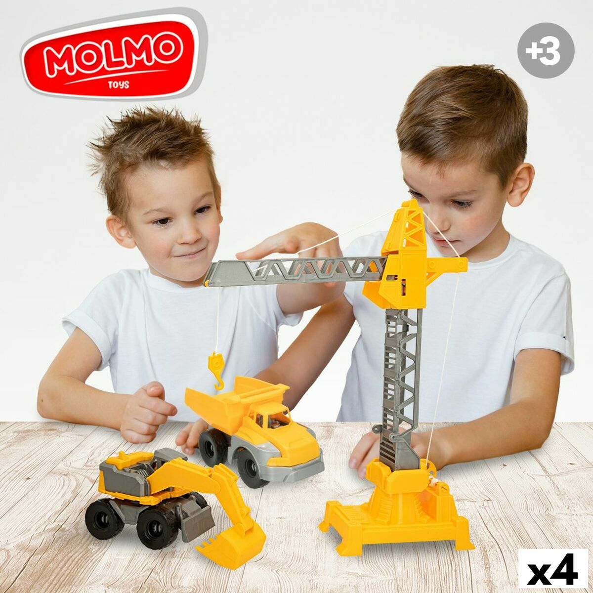 Construction Vehicles Colorbaby 31 x 41 x 9,5 cm (4 Units) 3 Pieces-7