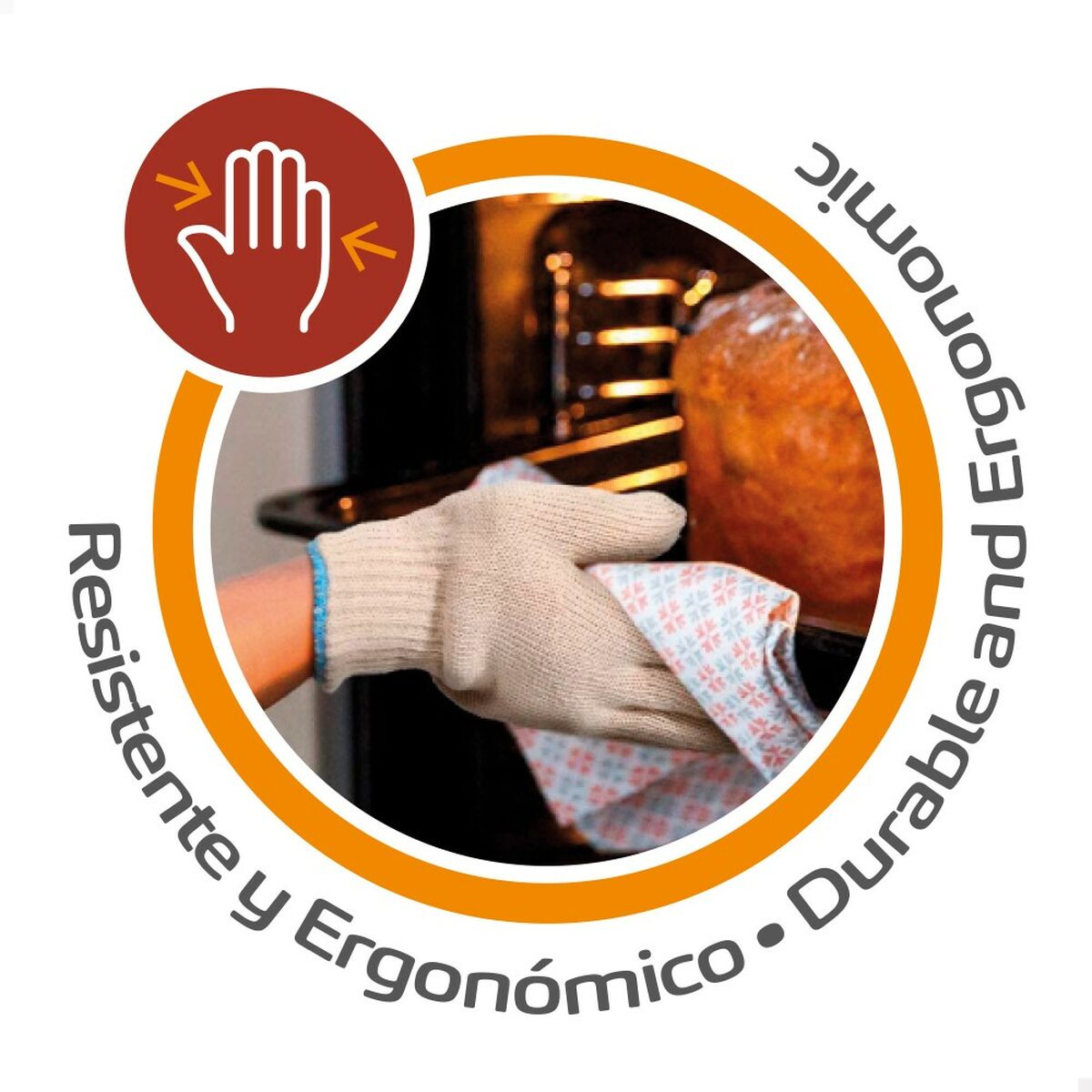 Barbecue glove Aktive 24 Units Beige-2