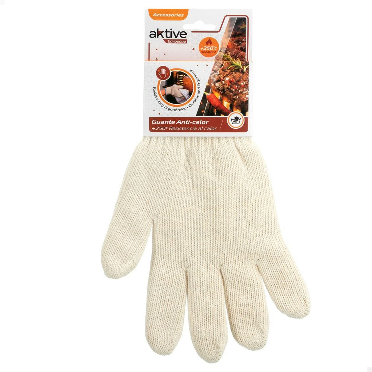 Barbecue glove Aktive 24 Units Beige-1
