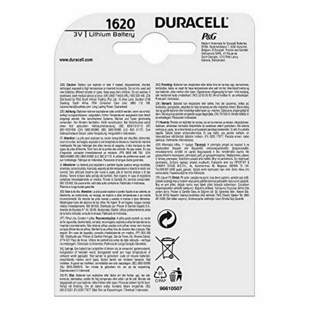 Lithium Button Cell Battery DURACELL 3V (10 Units)-10