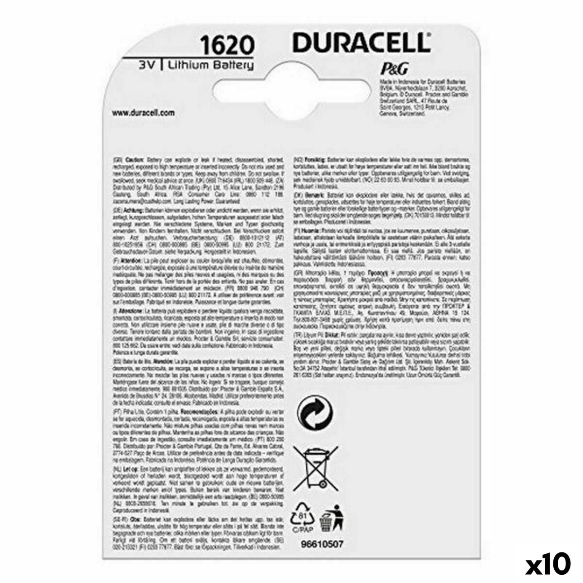 Lithium Button Cell Battery DURACELL 3V (10 Units)-22