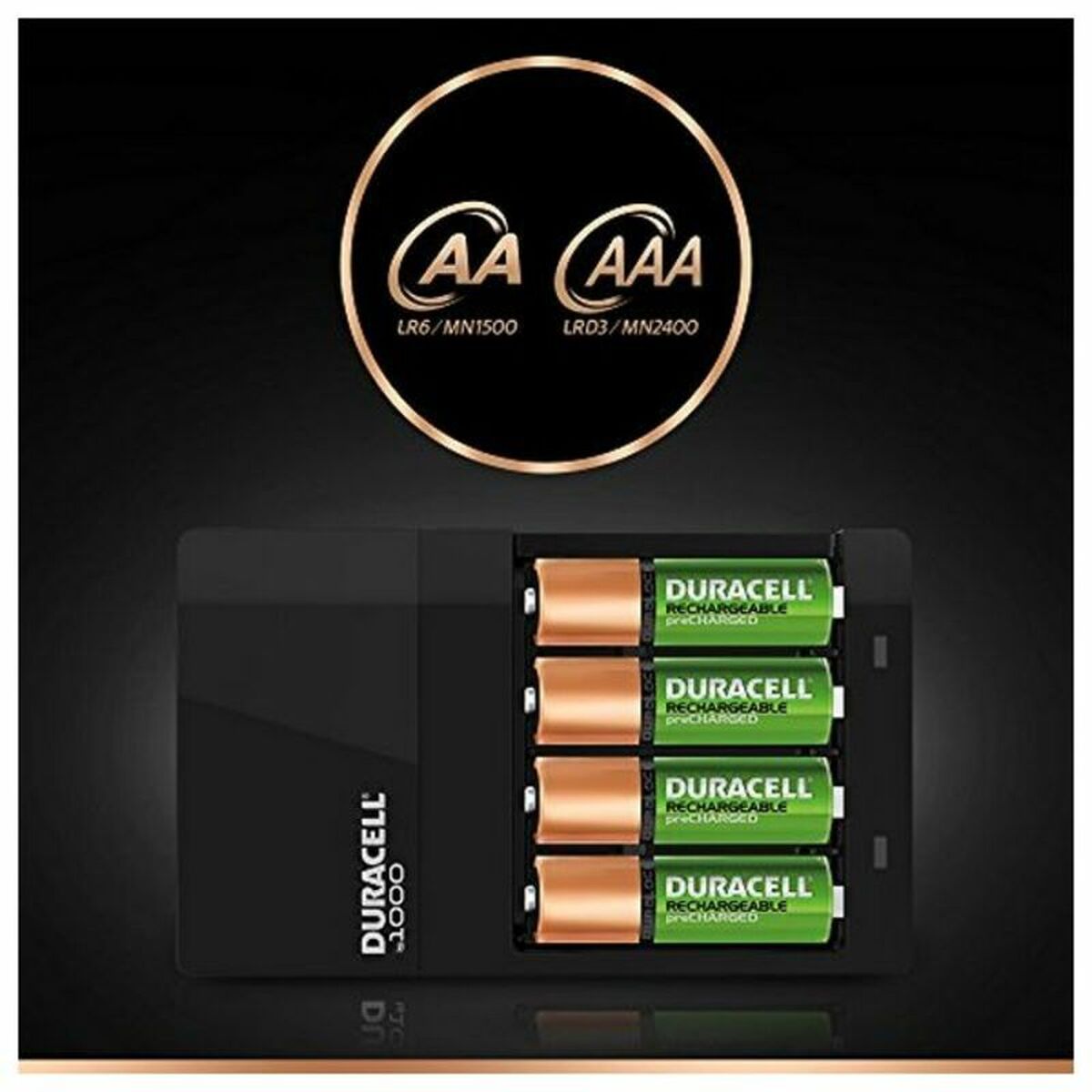 Charger + Rechargeable Batteries DURACELL CEF14 2 x AA + 2 x AAA HR06/HR03 1300 mAh (1 Unit)-1