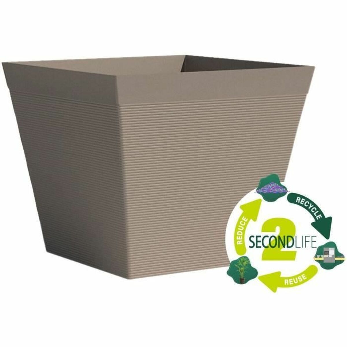 Plant pot Garden ID Taupe Squared 29 x 26 cm-2