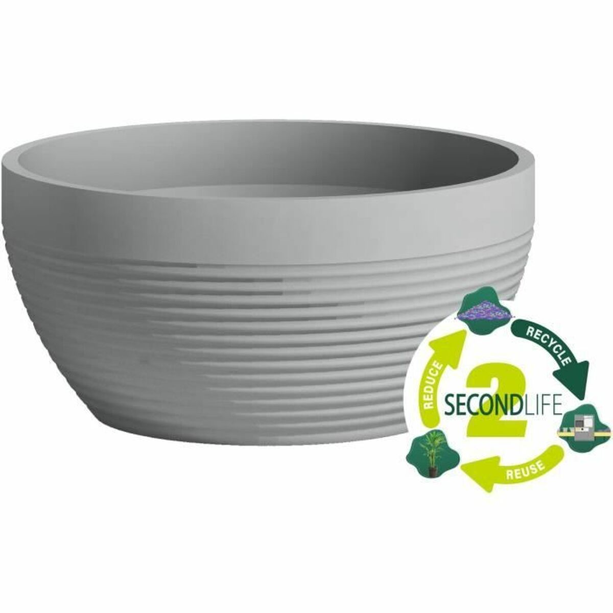 Plant pot Garden ID Grey 25 x 12 cm-2