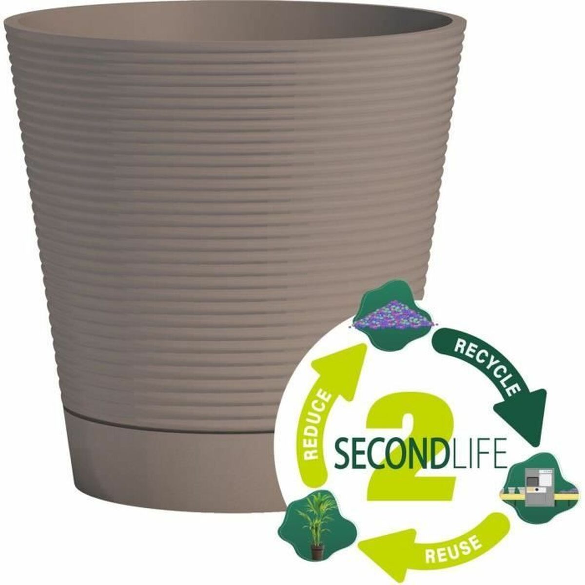 Self-watering flowerpot Garden ID Taupe 40 cm-2