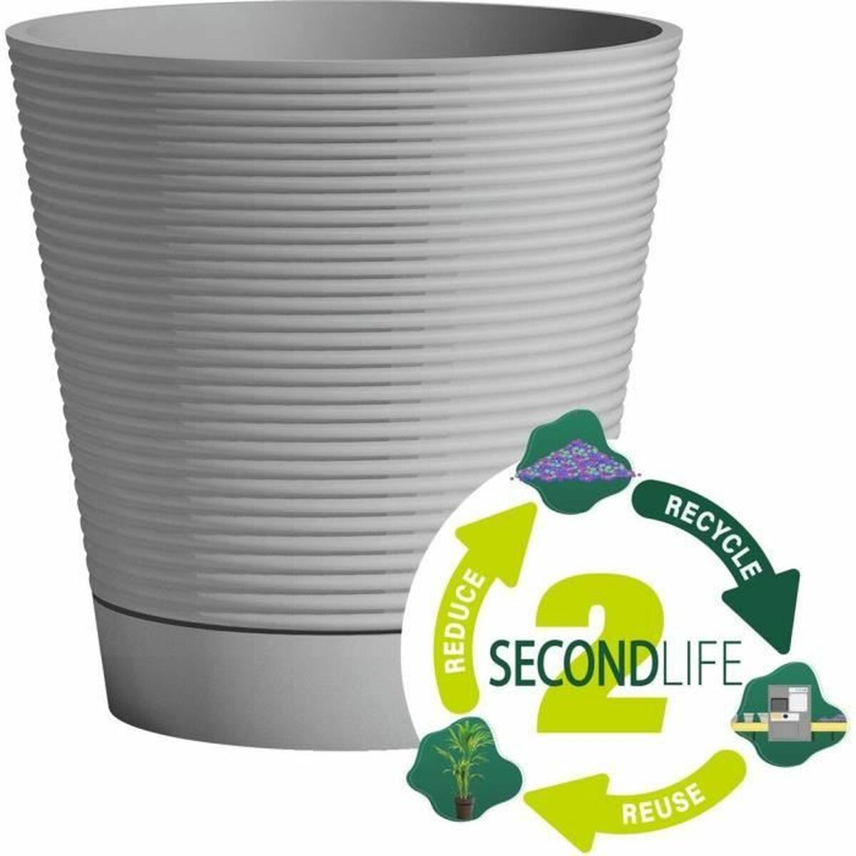 Self-watering flowerpot Garden ID Grey 40 cm-2
