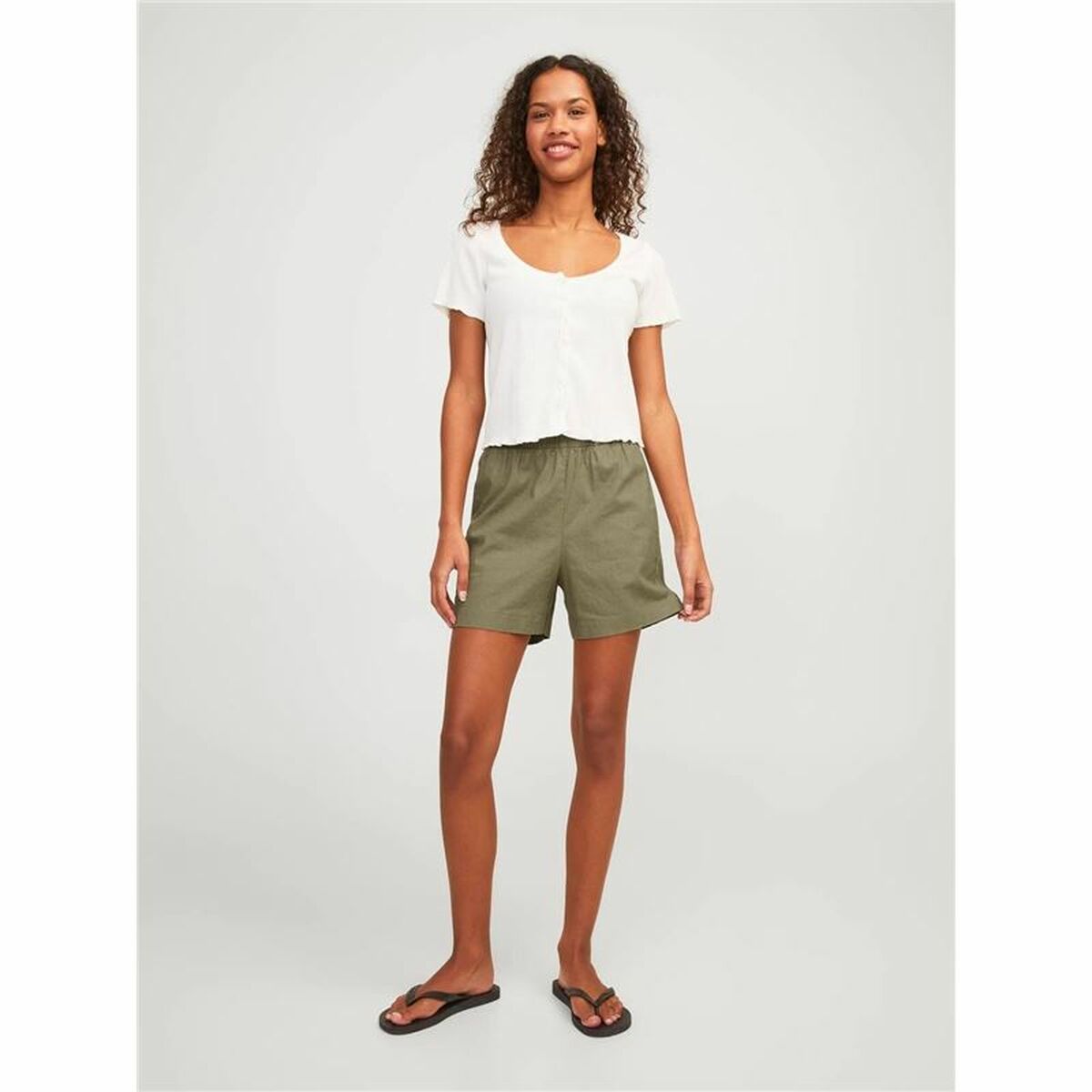 Sports Shorts for Women Jack & Jones Green Linen-4