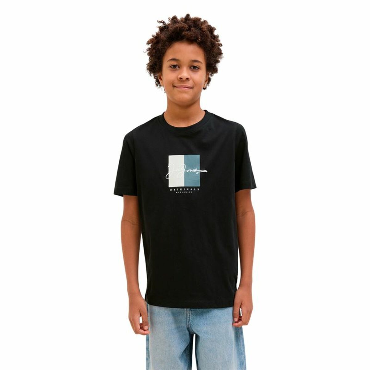 Child's Short Sleeve T-Shirt Jack & Jones Jorfrederiksberg Black-3