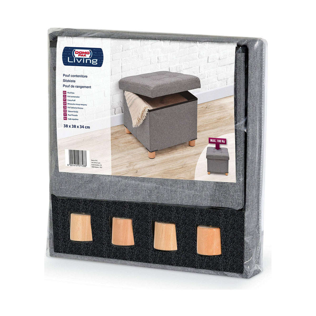 Pouffe Domopak Living Grey 38 x 38 x 34 cm Polyester-1