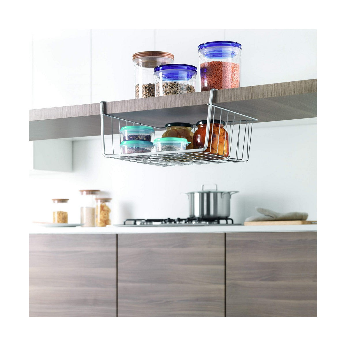 Kitchen Cupboard Organiser Metaltex Kanguro 30 x 26 x 14 cm Grey-2