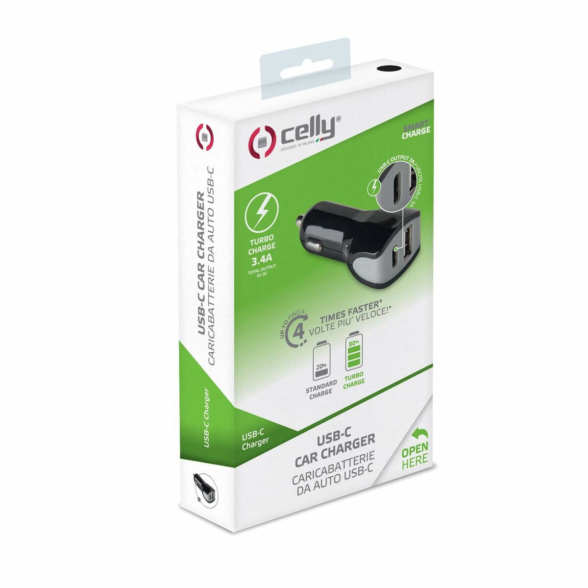 Car Charger Celly   Black 17 W-2