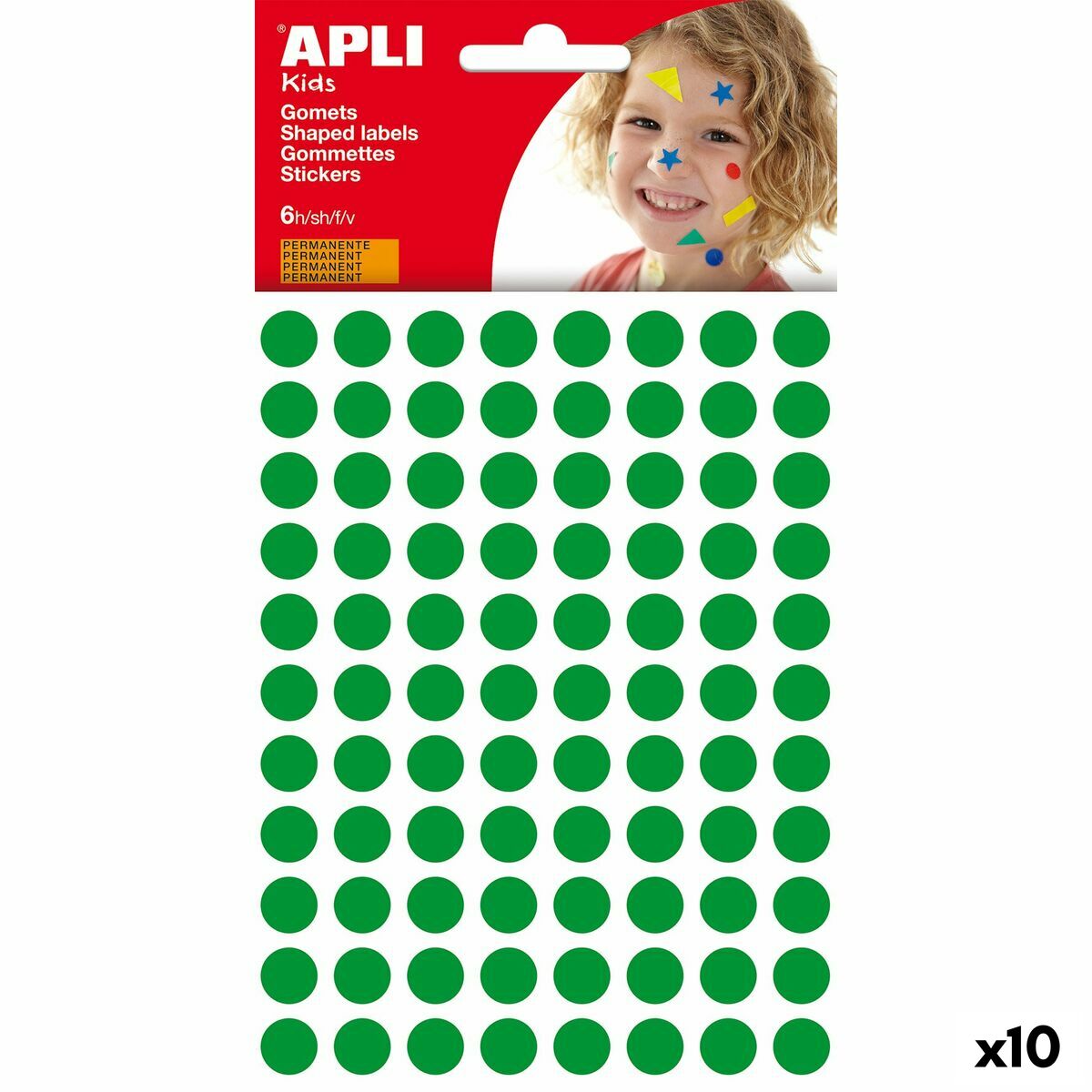 Stickers Apli Kids Gomets Green Circular (10 Units)-0