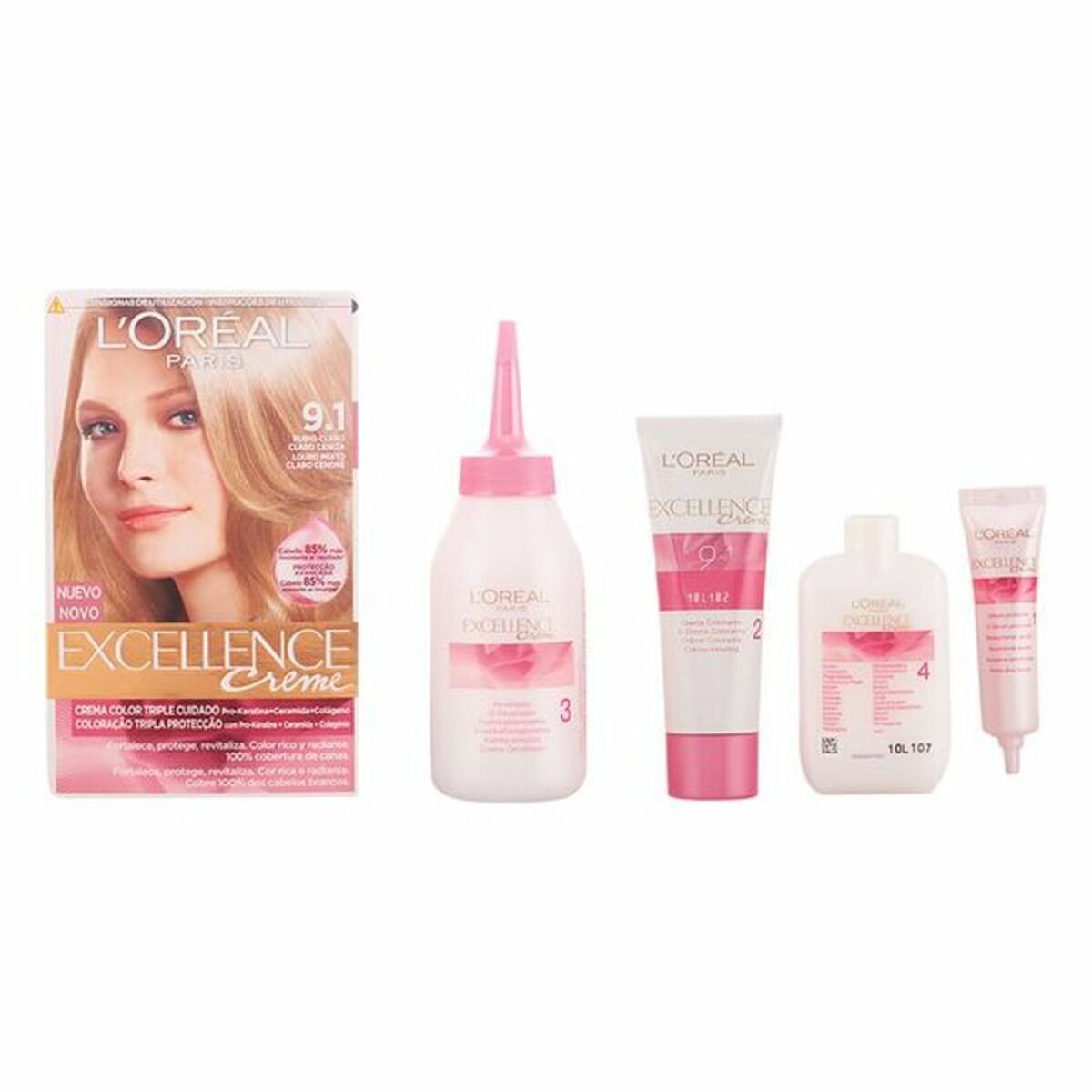 Permanent Dye Excellence L'Oreal Make Up Excellence N 9,1 Nº 9.0-rubio muy claro Nº 8.0-rubio claro 192 ml-0
