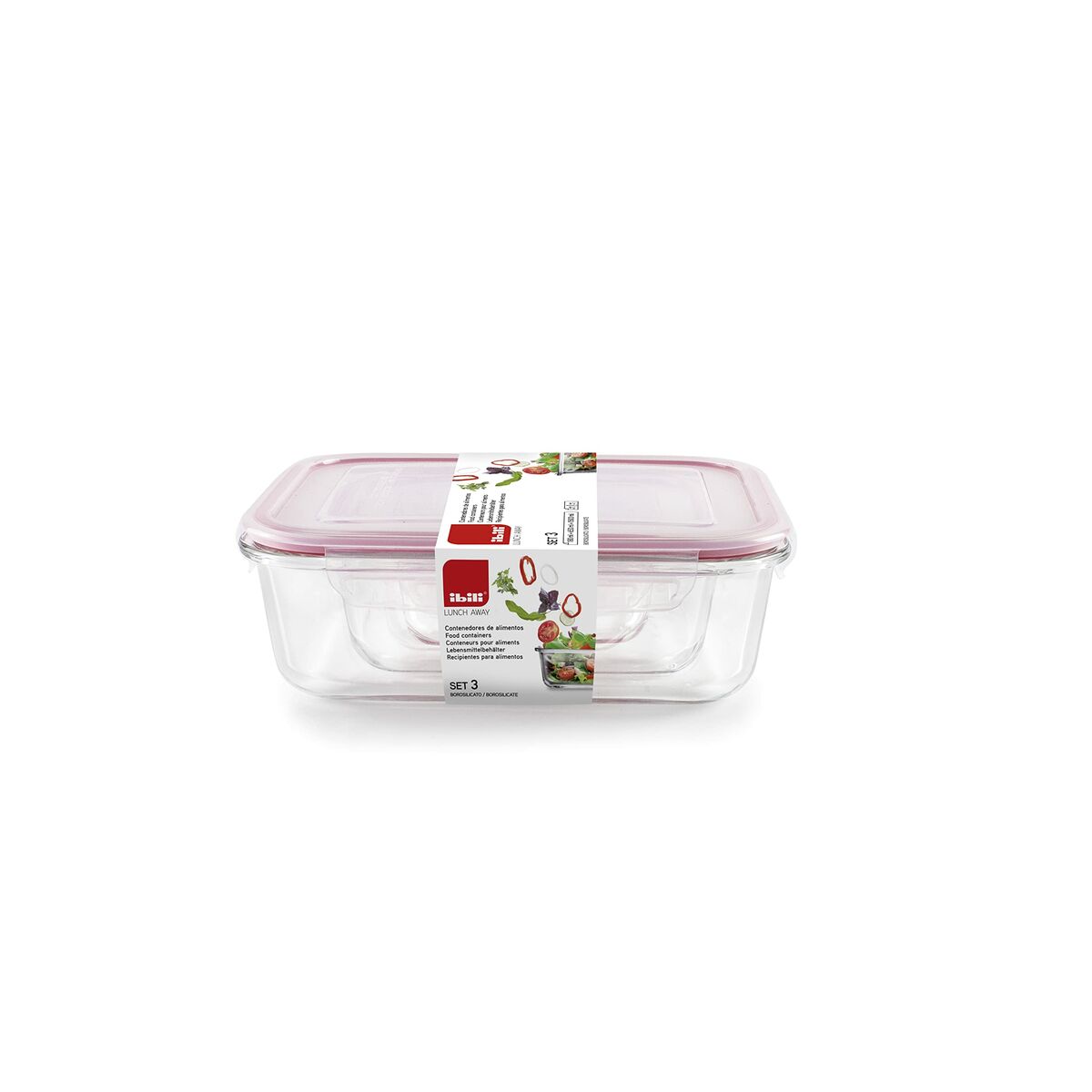 Set of Stackable Hermetically-sealed Kitchen Containers Ibili 754750 3 Units-1