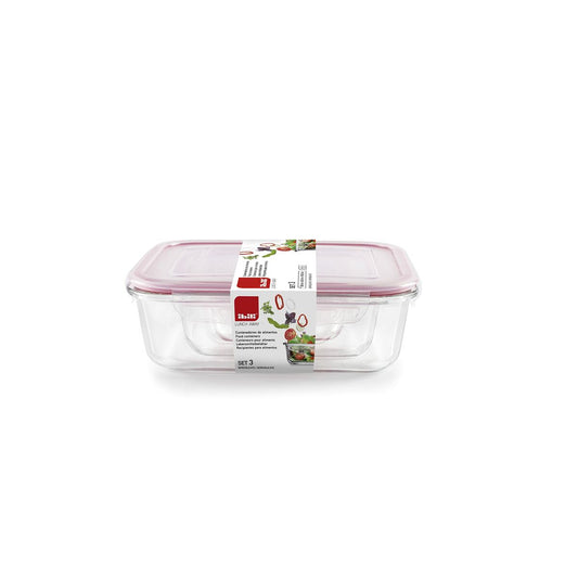 Set of Stackable Hermetically-sealed Kitchen Containers Ibili 754750 3 Units-1