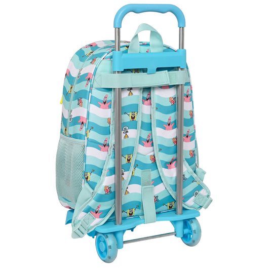 School Rucksack with Wheels Spongebob Stay positive Blue White (33 x 42 x 14 cm)-1