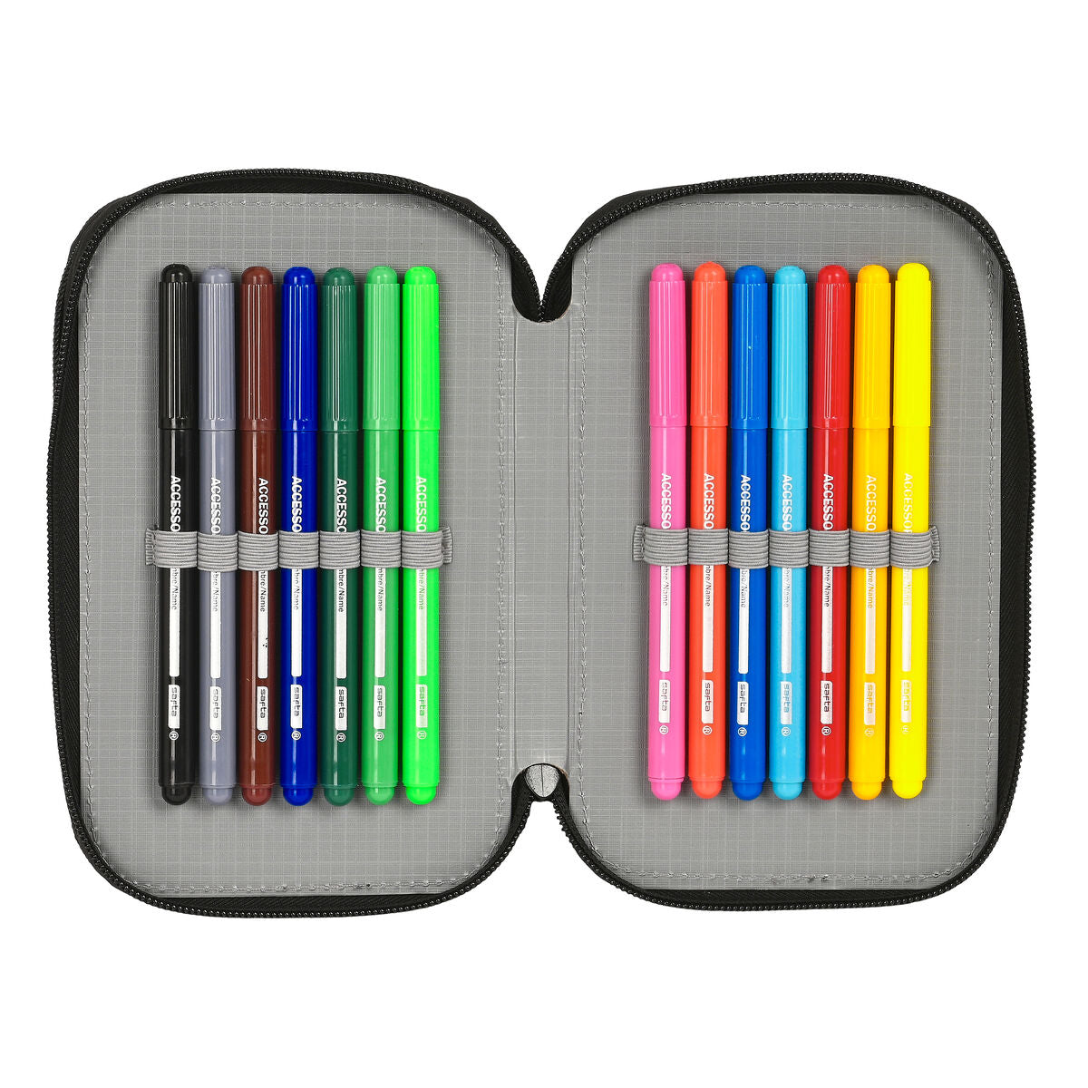 School Case with Accessories El Niño Green bali Black 12.5 x 19.5 x 4 cm (28 Pieces)-4