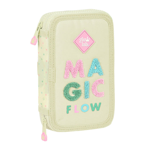 School Case with Accessories Glow Lab Magic flow Beige 12.5 x 19.5 x 4 cm (28 Pieces)-0