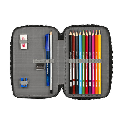 School Case with Accessories Paul Frank Campers Black 12.5 x 19.5 x 4 cm (28 Pieces)-4