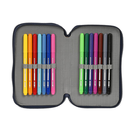 School Case with Accessories F.C. Barcelona Navy Blue 12.5 x 19.5 x 4 cm (28 Pieces)-1