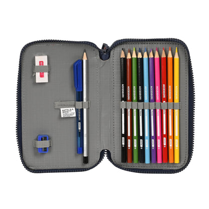 School Case with Accessories F.C. Barcelona Navy Blue 12.5 x 19.5 x 4 cm (28 Pieces)-3