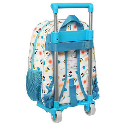 School Rucksack with Wheels Baby Shark Surfing Blue White 26 x 34 x 11 cm-2