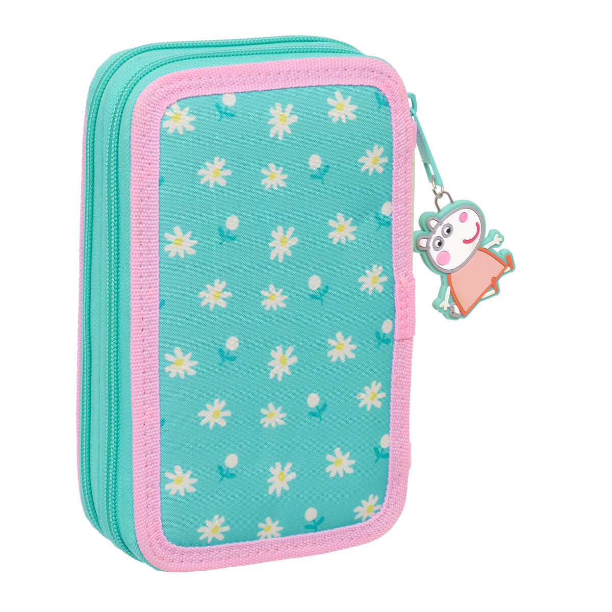 School Case with Accessories Peppa Pig Pretty flowers Yellow Mint 12.5 x 19.5 x 4 cm 29 Pieces-4
