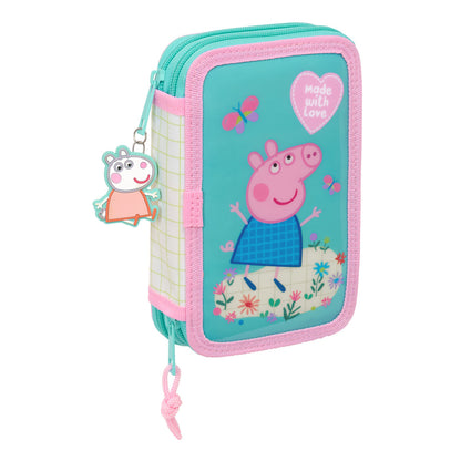 School Case with Accessories Peppa Pig Pretty flowers Yellow Mint 12.5 x 19.5 x 4 cm 29 Pieces-0