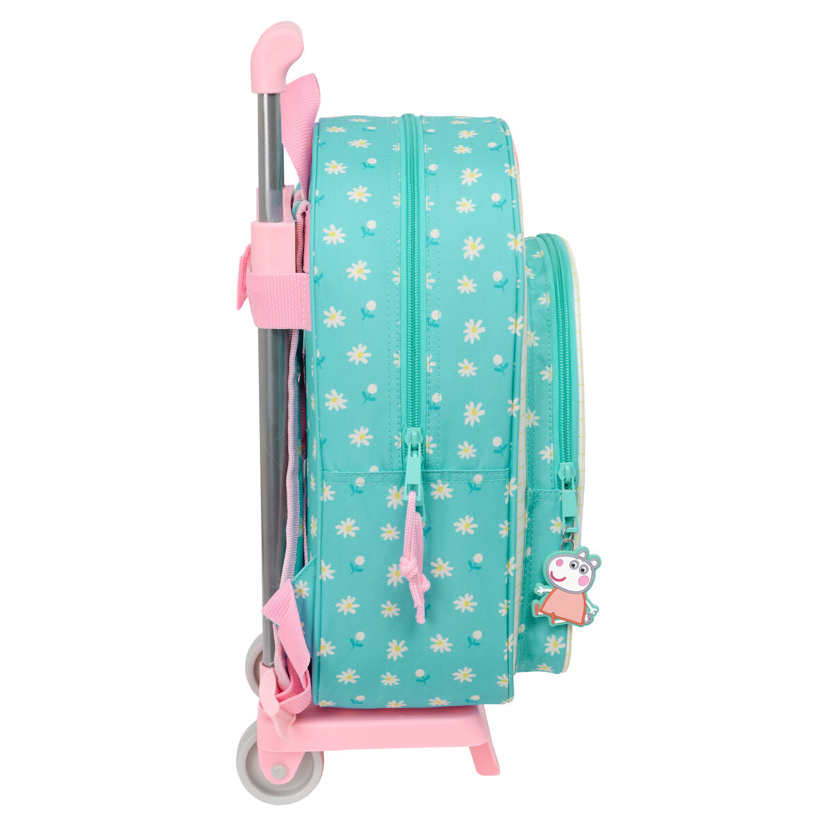 School Rucksack with Wheels Peppa Pig Pretty flowers Yellow Mint 26 x 11 x 67 cm 26 x 34 x 11 cm-1