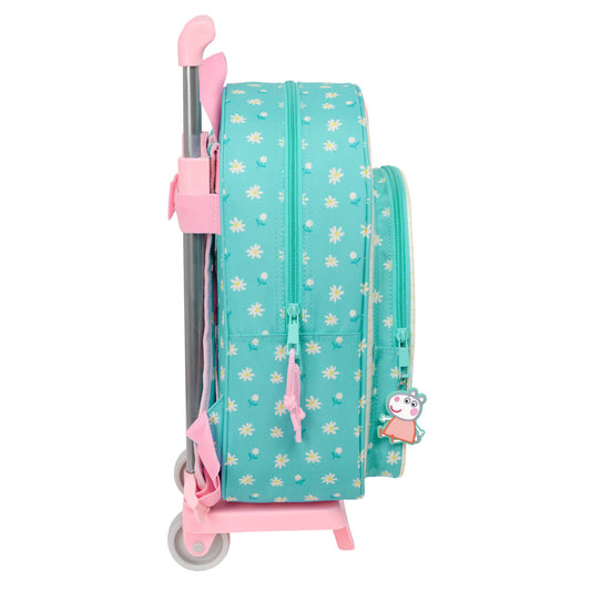 School Rucksack with Wheels Peppa Pig Pretty flowers Yellow Mint 26 x 11 x 67 cm 26 x 34 x 11 cm-1