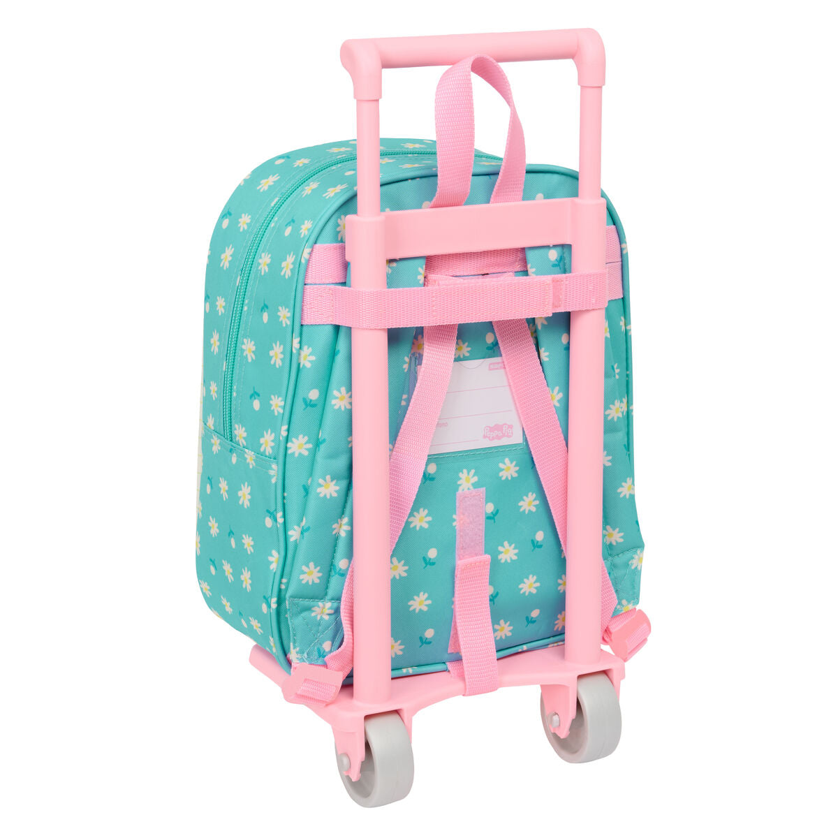 School Rucksack with Wheels Peppa Pig Pretty flowers Yellow Mint 22 x 27 x 10 cm-2