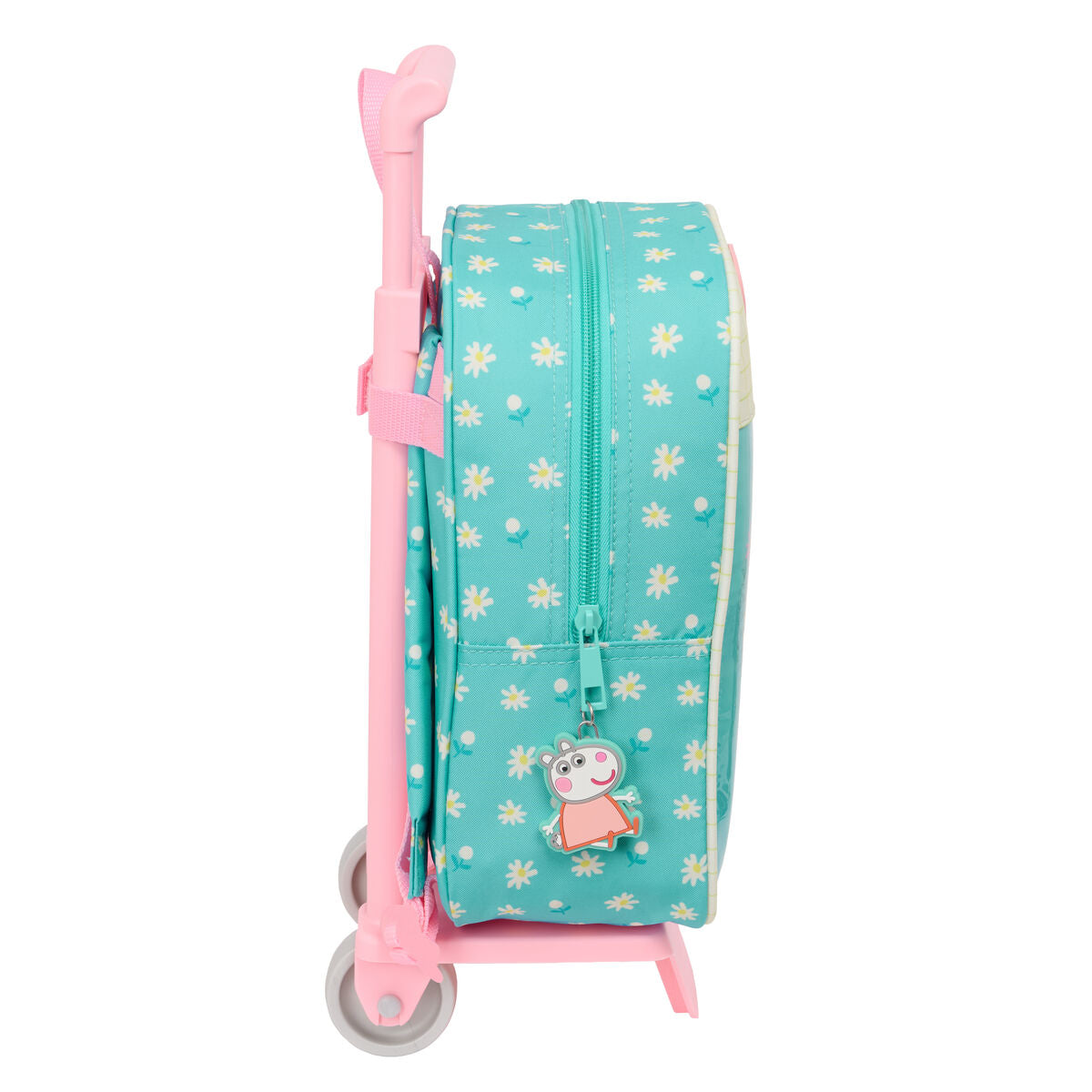 School Rucksack with Wheels Peppa Pig Pretty flowers Yellow Mint 22 x 27 x 10 cm-1