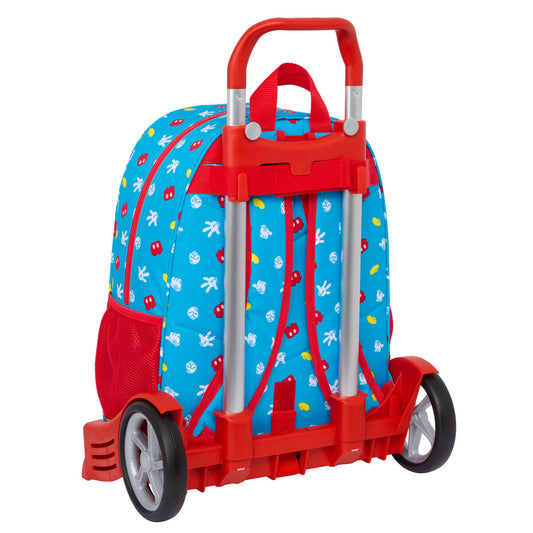 School Rucksack with Wheels Mickey Mouse Clubhouse Fantastic Blue Red 33 x 42 x 14 cm-1