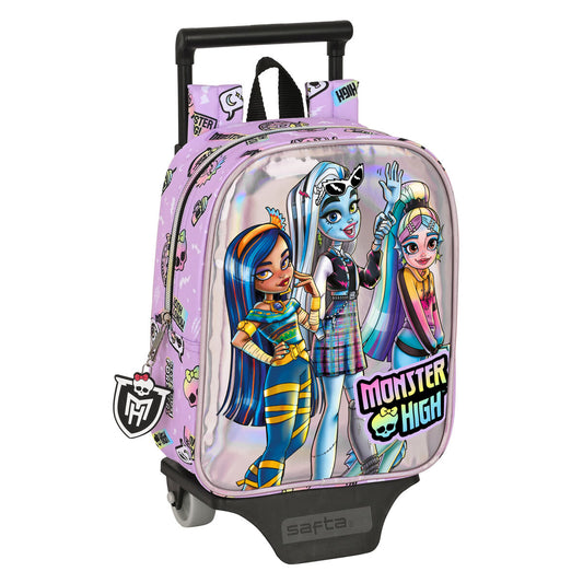School Rucksack with Wheels Monster High Best boos Lilac 22 x 27 x 10 cm-0