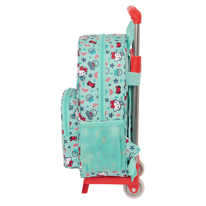 School Rucksack with Wheels Hello Kitty Sea lovers Turquoise 26 x 34 x 11 cm-2