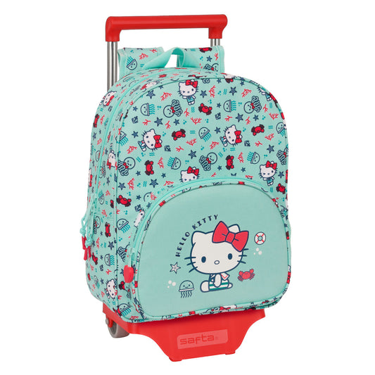 School Rucksack with Wheels Hello Kitty Sea lovers Turquoise 26 x 34 x 11 cm-0