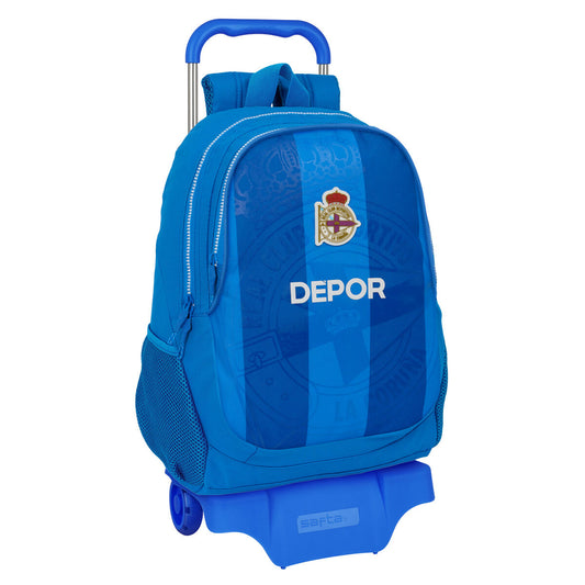 School Rucksack with Wheels R. C. Deportivo de La Coruña Blue 32 x 44 x 16 cm-0