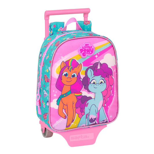 School Rucksack with Wheels My Little Pony Magic Pink Turquoise 22 x 27 x 10 cm-0