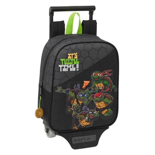 School Rucksack with Wheels Teenage Mutant Ninja Turtles Black Grey 22 x 27 x 10 cm-0