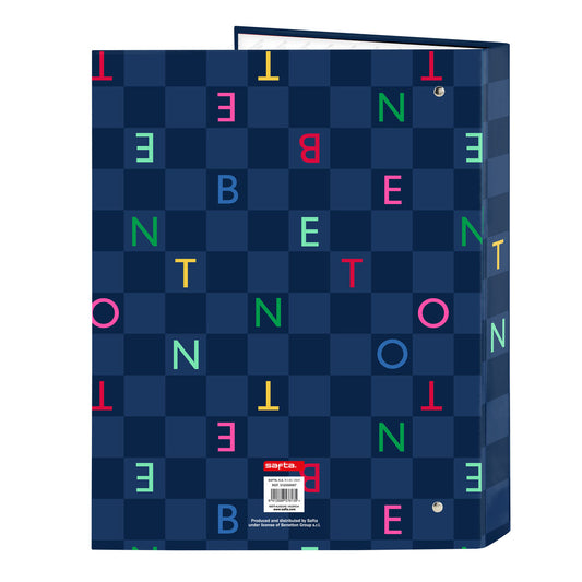 Ring binder Benetton Damero Navy Blue A4 26.5 x 33 x 4 cm-1