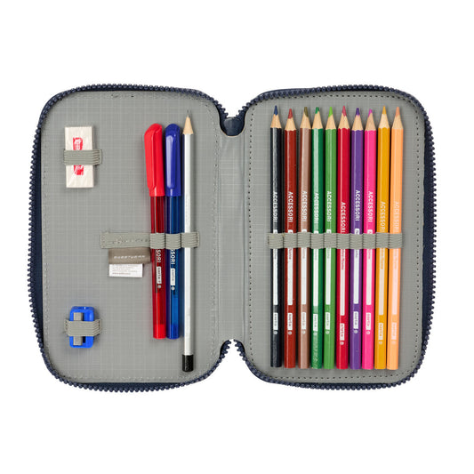 School Case with Accessories El Niño Kook Navy Blue 12,5 x 19,5 x 4 cm 29 Pieces-1