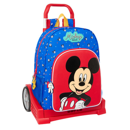 School Rucksack with Wheels Mickey Mouse Clubhouse Good day Blue 33 x 42 x 14 cm-0