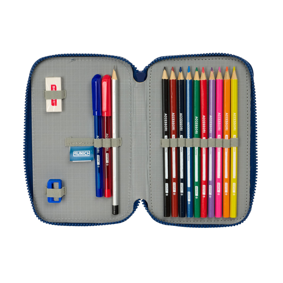 School Case with Accessories Munich North Navy Blue 12.5 x 19.5 x 4 cm 29 Pieces-3