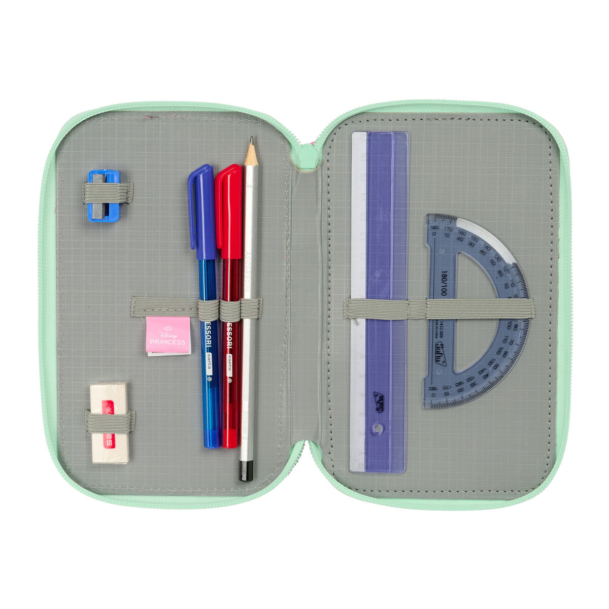 School Case with Accessories Disney Princess Bloom Pink Aquamarine 12,5 x 19,5 x 5,5 cm 37 Pieces-5