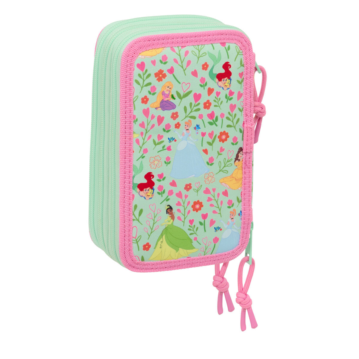 School Case with Accessories Disney Princess Bloom Pink Aquamarine 12,5 x 19,5 x 5,5 cm 37 Pieces-3