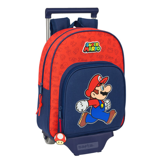 School Rucksack with Wheels Super Mario Trick Red Dark blue 28 x 34 x 10 cm-0