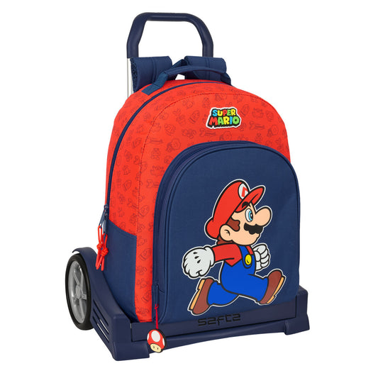 School Rucksack with Wheels Super Mario Trick Red Dark blue 32 x 42 x 15 cm-0